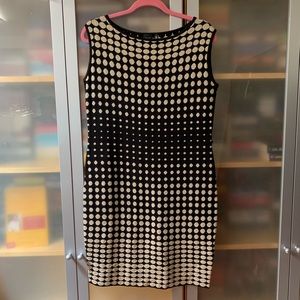 Saks Fifth Avenue Gold Polka Dot Dress Black